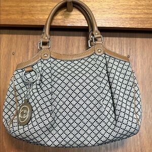 Gucci Diamanté Tan and Black Shoulder Bag